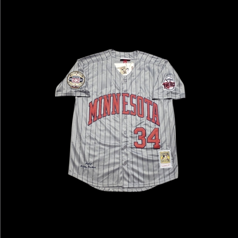 Kirby Puckett Jersey Minnesota Twins Throwback Stitched With HOF Patch! NEW - Picture 2 of 3